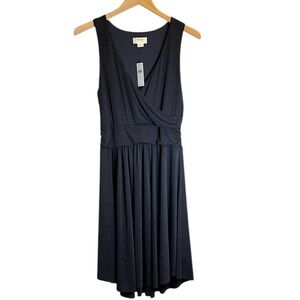 Maeve Anthropology Nora Wrap Silhouette Dress Black V-Neck Sleeveless Medium